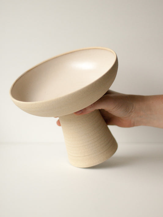 Plateau à pied blanc crème