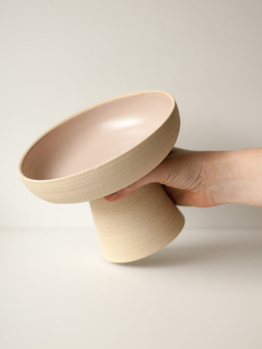 Plateau à pied rose poudré